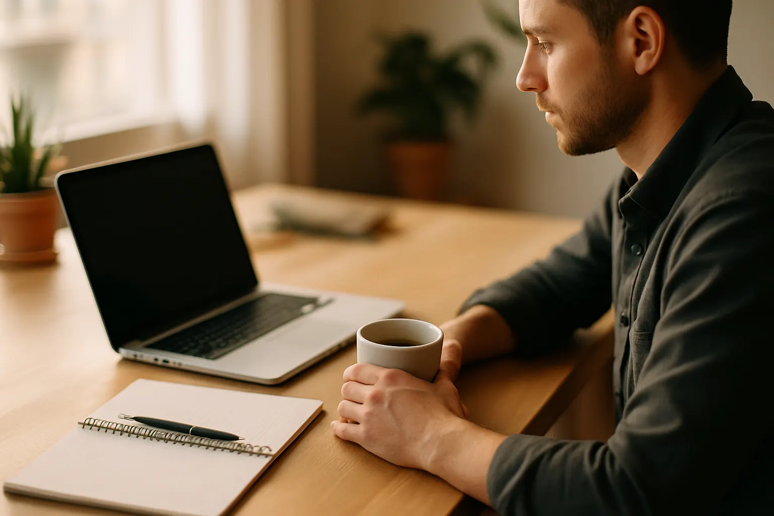 Small business owner reviewing website analytics on a laptop at a desk